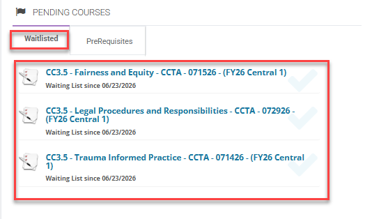 Waitlisted Course Information